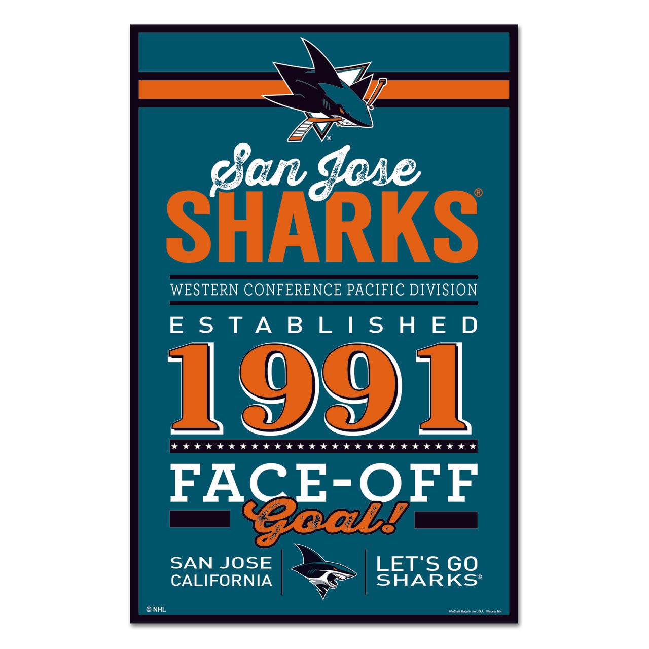 San Jose Sharks 11x17 Wood Sign Established Design Colors - ToylandEU