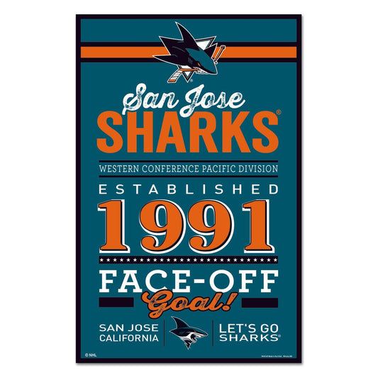 San Jose Sharks 11x17 Wood Sign Established Design Colors - ToylandEU