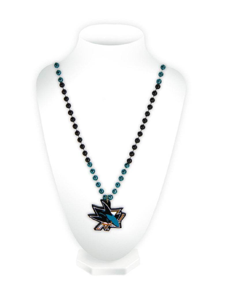 San Jose Sharks Beads With Medallion Mardi Gras Style - ToylandEU