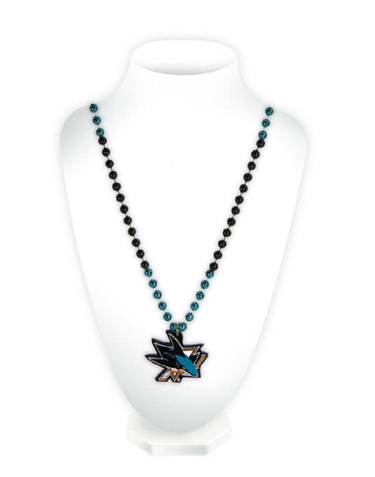 San Jose Sharks Beads With Medallion Mardi Gras Style - ToylandEU
