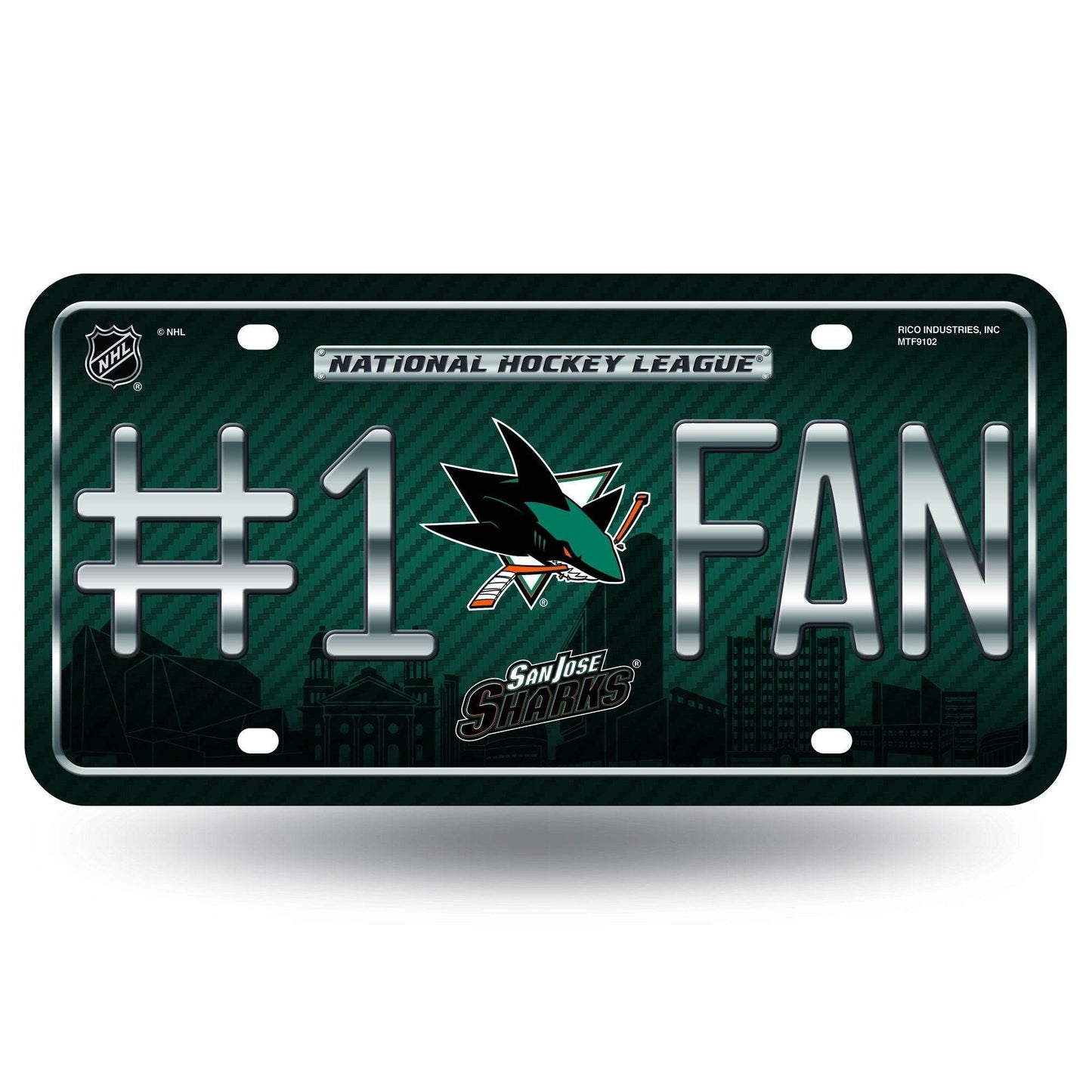 San Jose Sharks License Plate Aluminum 6 By 12 Fan Rico - ToylandEU