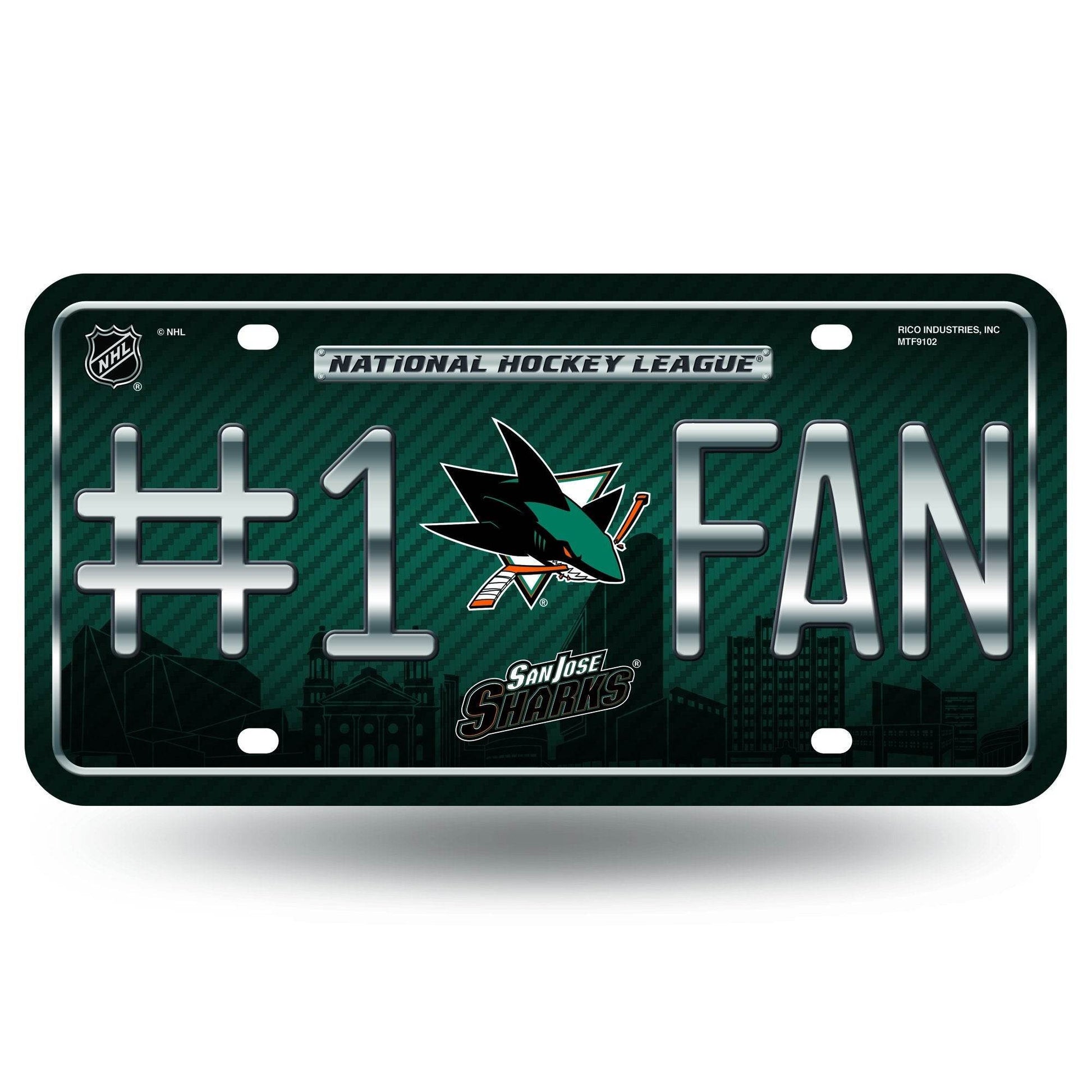 San Jose Sharks License Plate Aluminum 6 By 12 Fan Rico - ToylandEU