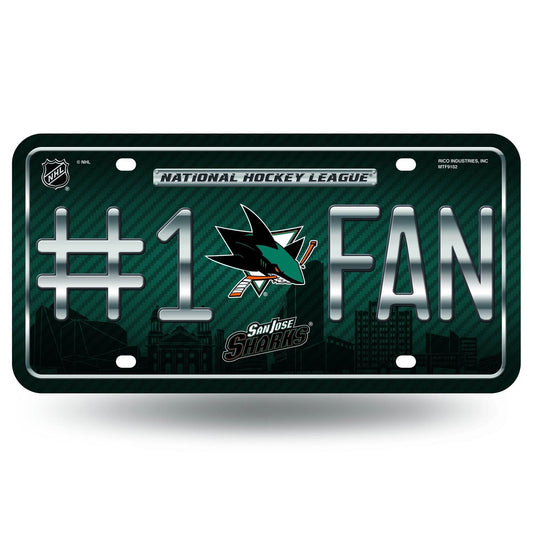 San Jose Sharks License Plate Aluminum 6 By 12 Fan Rico - ToylandEU