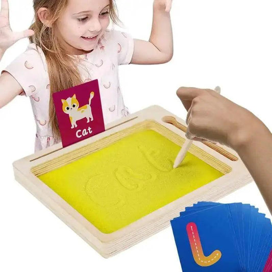  Montessori Wooden Sand Tray Set for Letters and Numbers, Natural Wood Non Toxic Finish, Early Learning Toy -  ToylandEU™