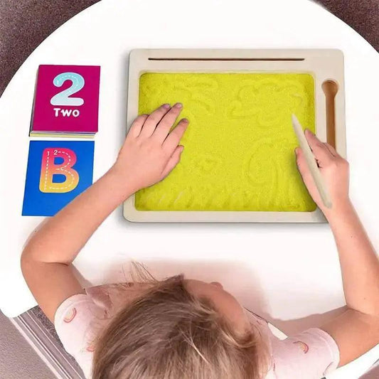  Montessori Wooden Sand Tray Set for Letters and Numbers, Natural Wood Non Toxic Finish, Early Learning Toy -  ToylandEU™