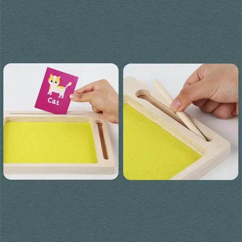  Montessori Wooden Sand Tray Set for Letters and Numbers, Natural Wood Non Toxic Finish, Early Learning Toy -  ToylandEU™