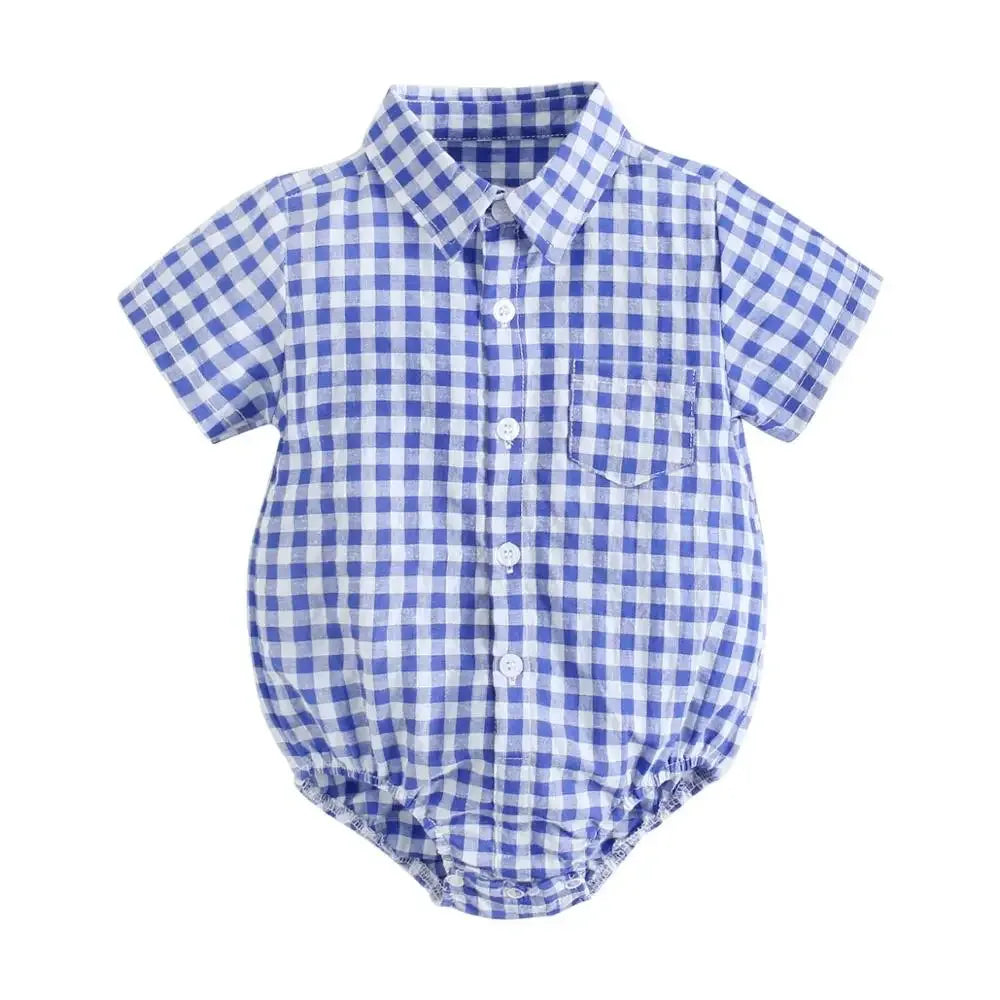 Sanlutoz Cotton Baby Bodysuits Short Sleeve Summer Plaid for Baby Boy - ToylandEU