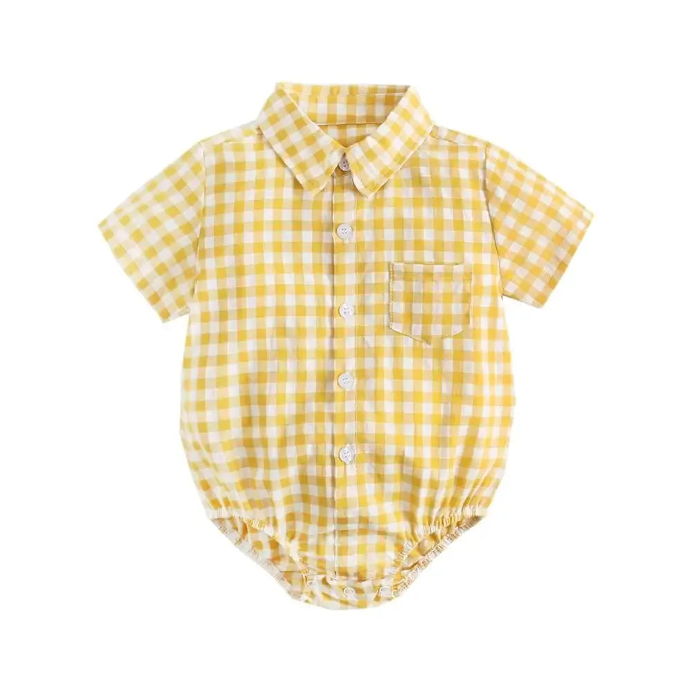 Sanlutoz Cotton Baby Bodysuits Short Sleeve Summer Plaid for Baby Boy - ToylandEU
