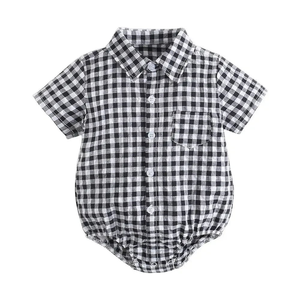 Sanlutoz Cotton Baby Bodysuits Short Sleeve Summer Plaid for Baby Boy - ToylandEU