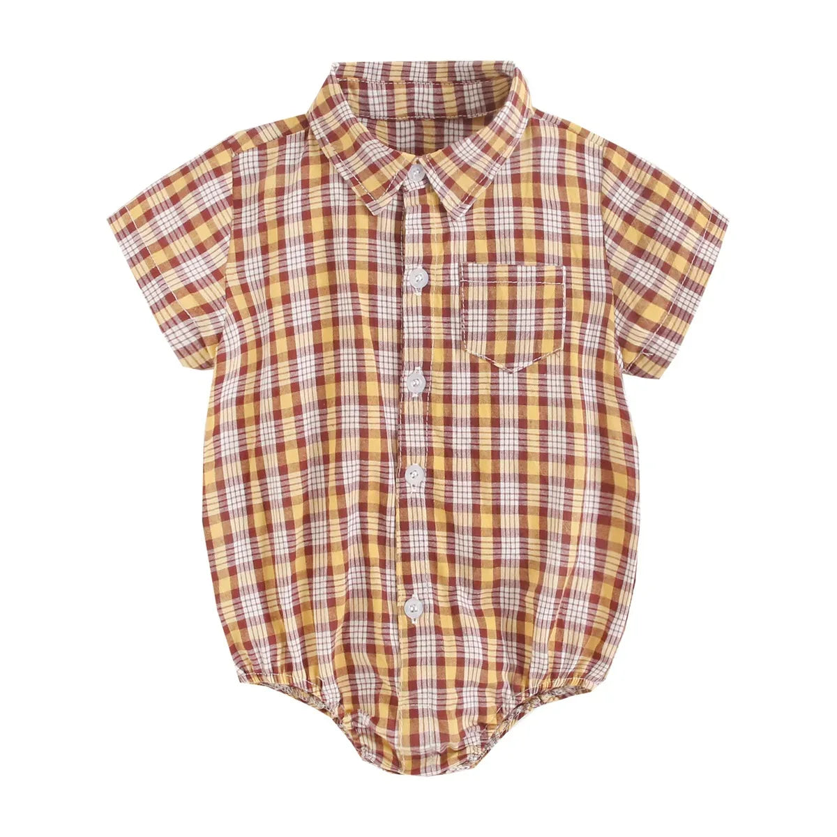 Sanlutoz Cotton Baby Bodysuits Short Sleeve Summer Plaid for Baby Boy - ToylandEU