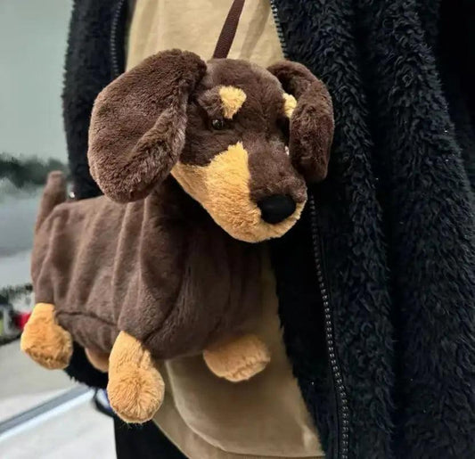  Sausage Dog Plush Backpack Kawaii Shoulder Bag Gift 