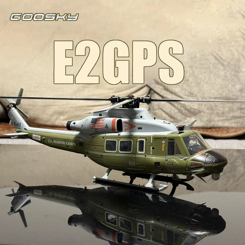 RC Helicopter | 1:35 Scale UH-1Y Army GPS | Dual Brushless Motors | GOOSKY E2 Scale Model