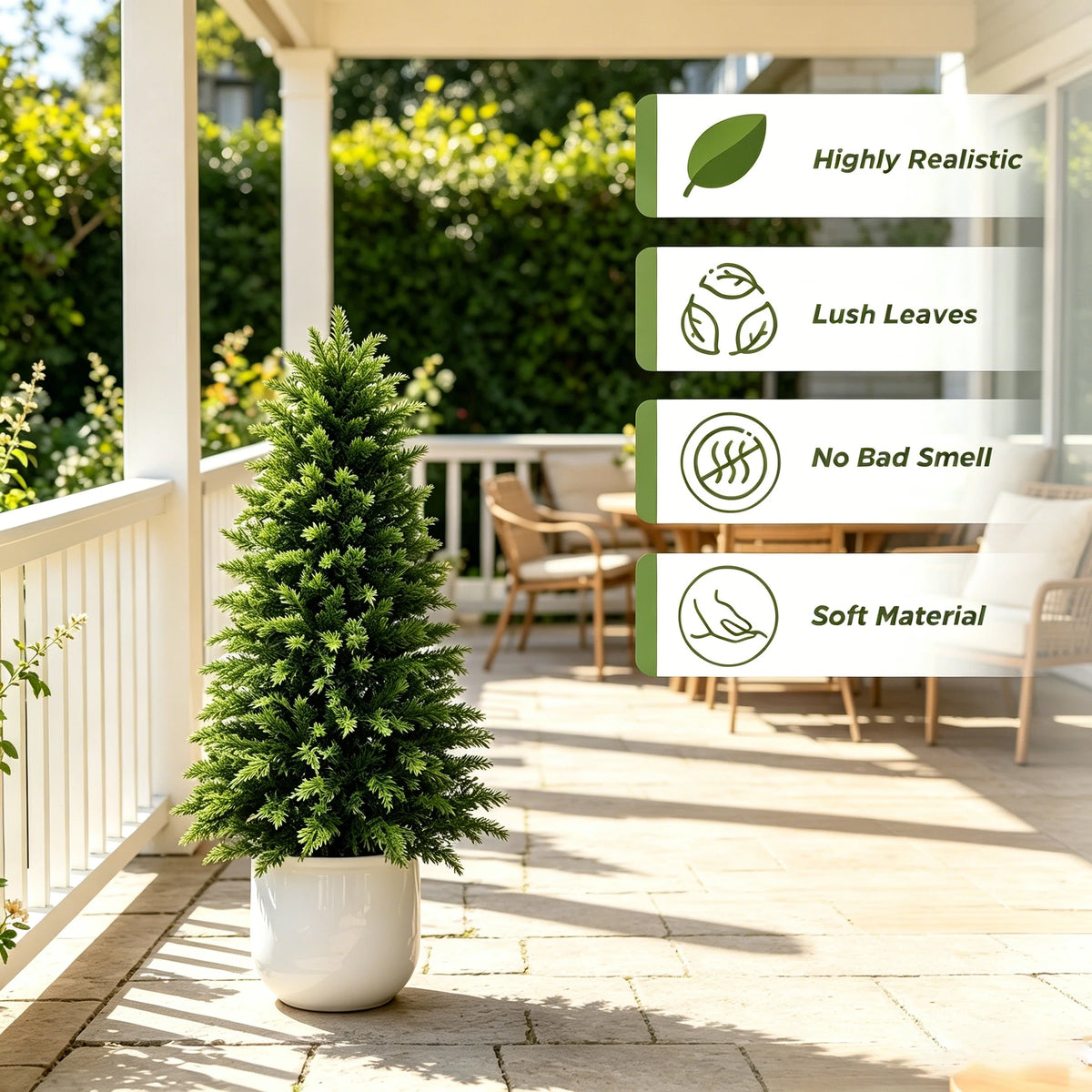 Artificial Cedar Topiaries | UV Resistant | Black Pot | 2 To 6 Ft For Yard