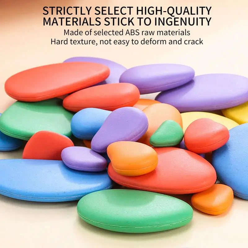 Colorful Rainbow Pebbles: Stacking Toys for Montessori Learning Fun