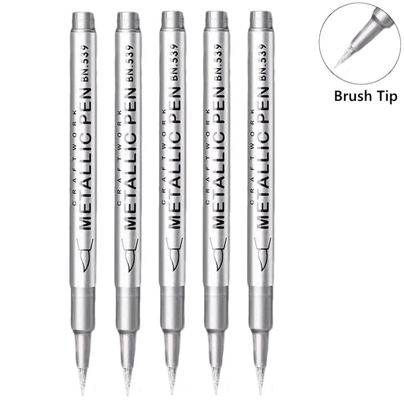 Metallic Paint Pens | Brush Tip Nib | Non Erasable Ink | 1 To 50 Pack