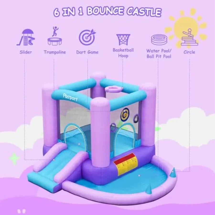 Inflatable Bounce House With Slide And Blower For Indoor Outdoor
