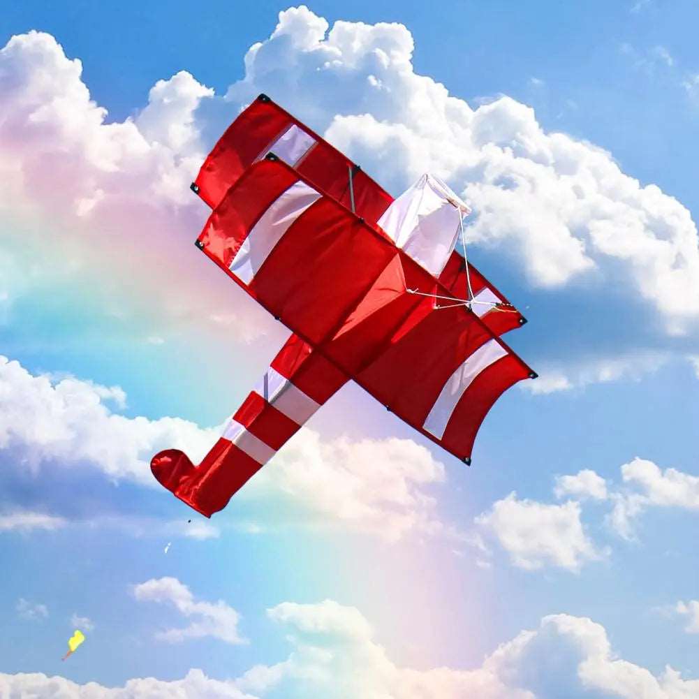 Red Airplane Kite in Plaid Cloth for Easy Flying - ToylandEU