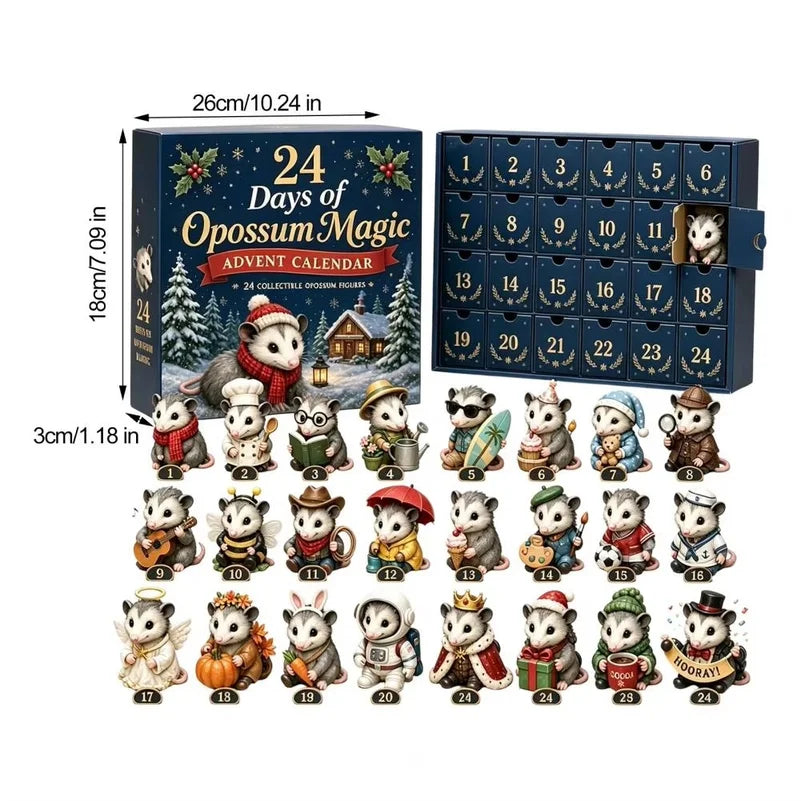 Advent Calendar | 24 Day Highland Cow Mini Figures | Numbered Compartments | Farmhouse Holiday Decor