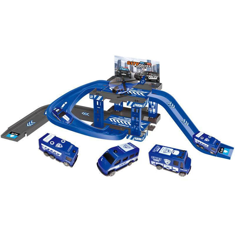 Kids Multi-storey Construction Car Playset with Race Track and Dinosaur Car Toys - ToylandEU