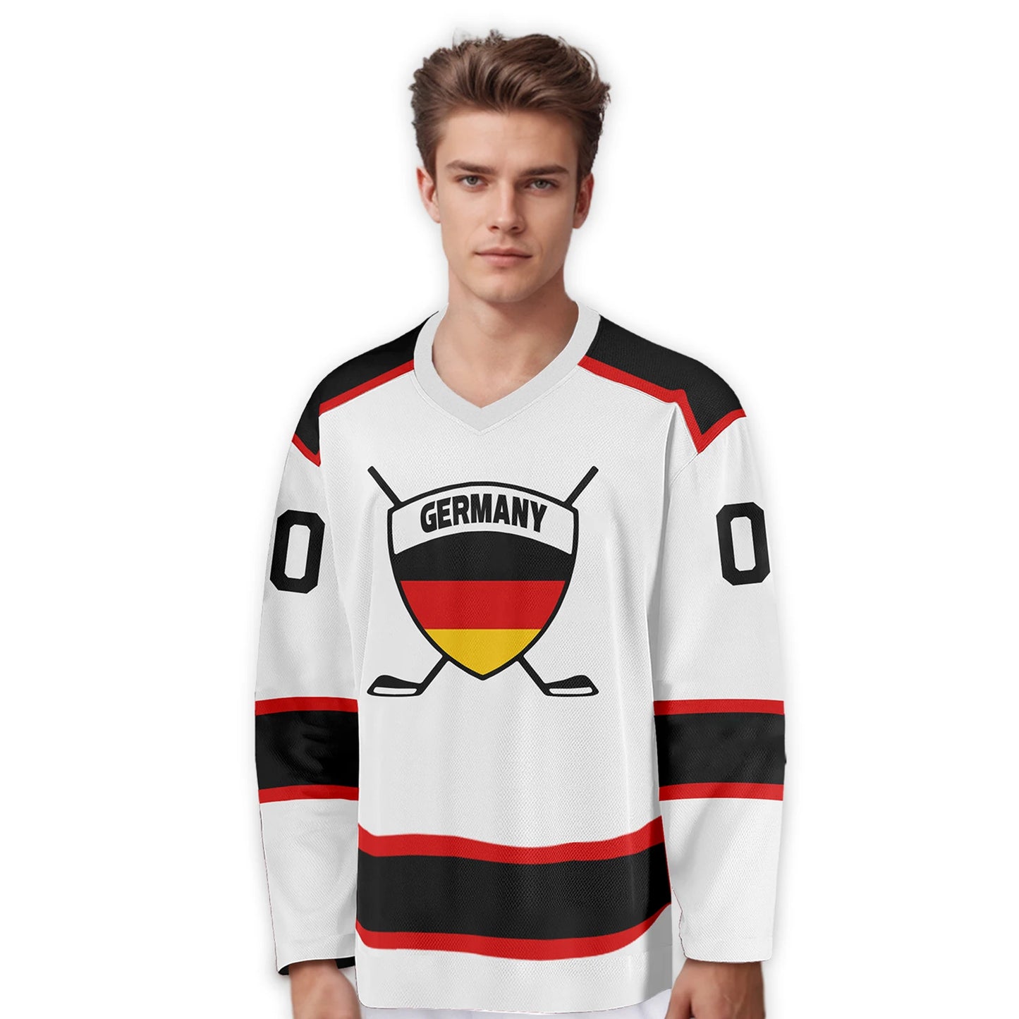 Personalized Germany Hockey Jersey for Men, Women, Youth & Kids - Custom Name & Number V-Neck Sports Uniform Gift for Fans