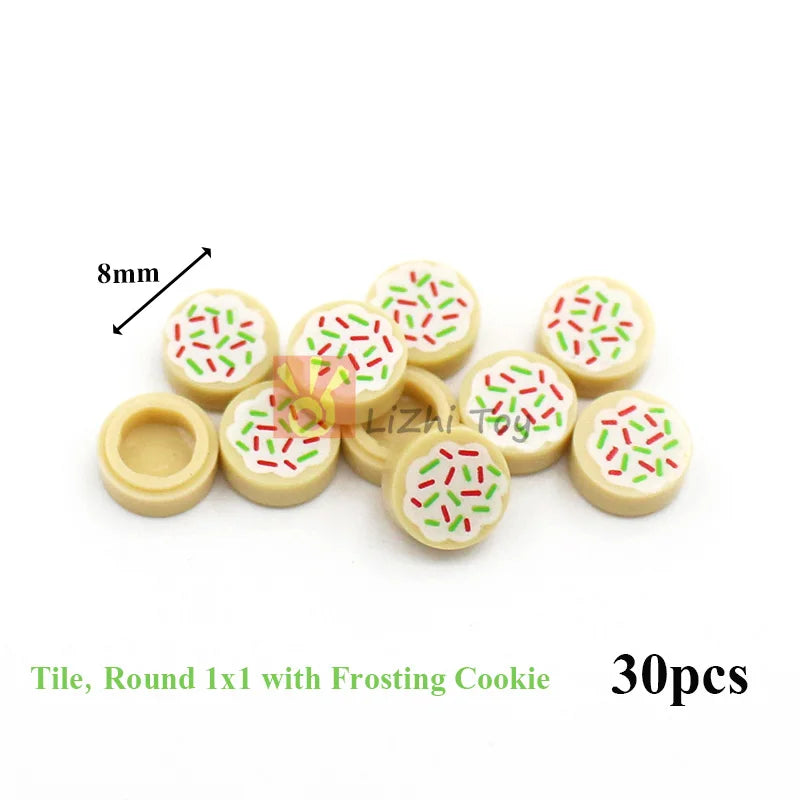 Printed Round 2X2 Building Blocks | Universal Fit | Pizza Clock Graphics