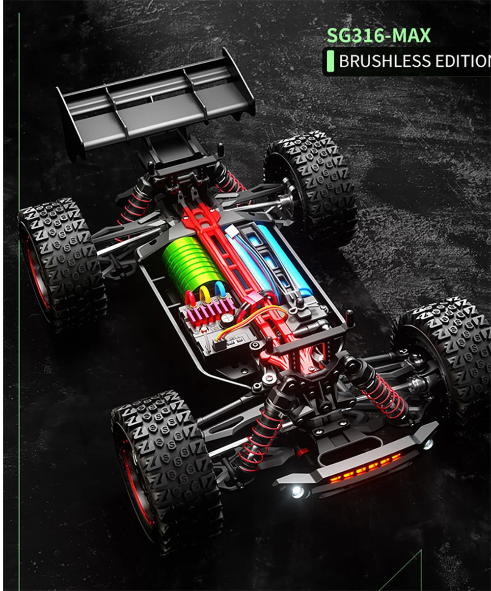 RC ZLL SG316MAX/PRO 1/16 Scale 4WD High-Speed Off-Road RC Truck with LED Lights - Brushed/Brushless Models Up to 80km/h