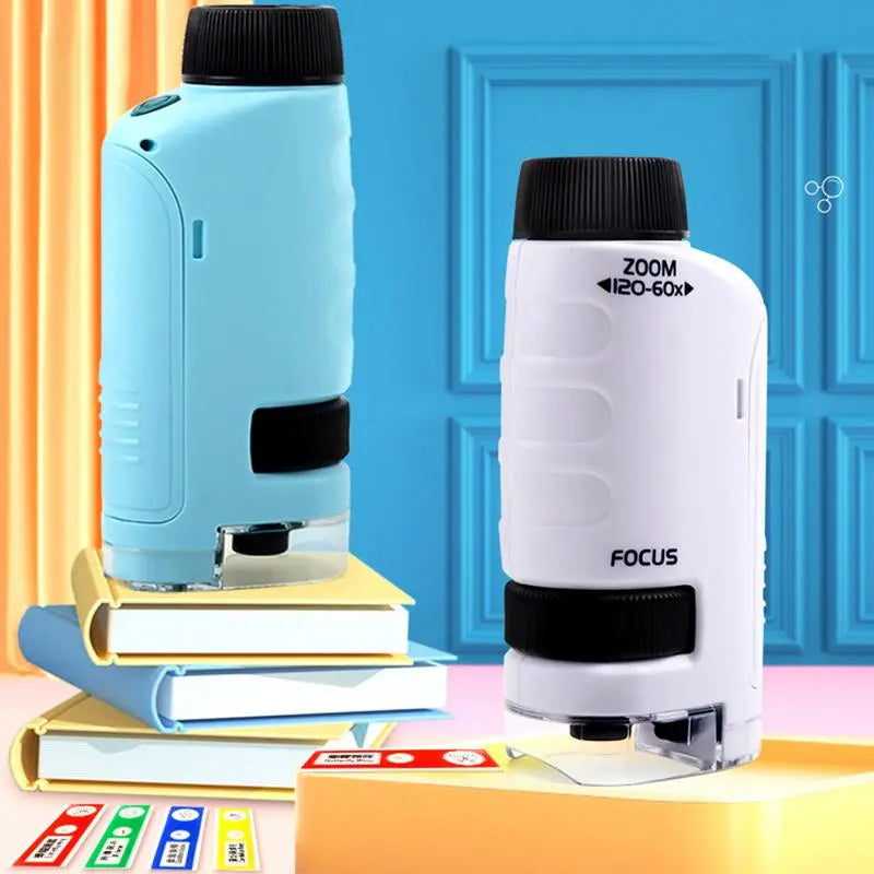 Handheld LED Lighted Pocket Microscope for Kids Science Exploration