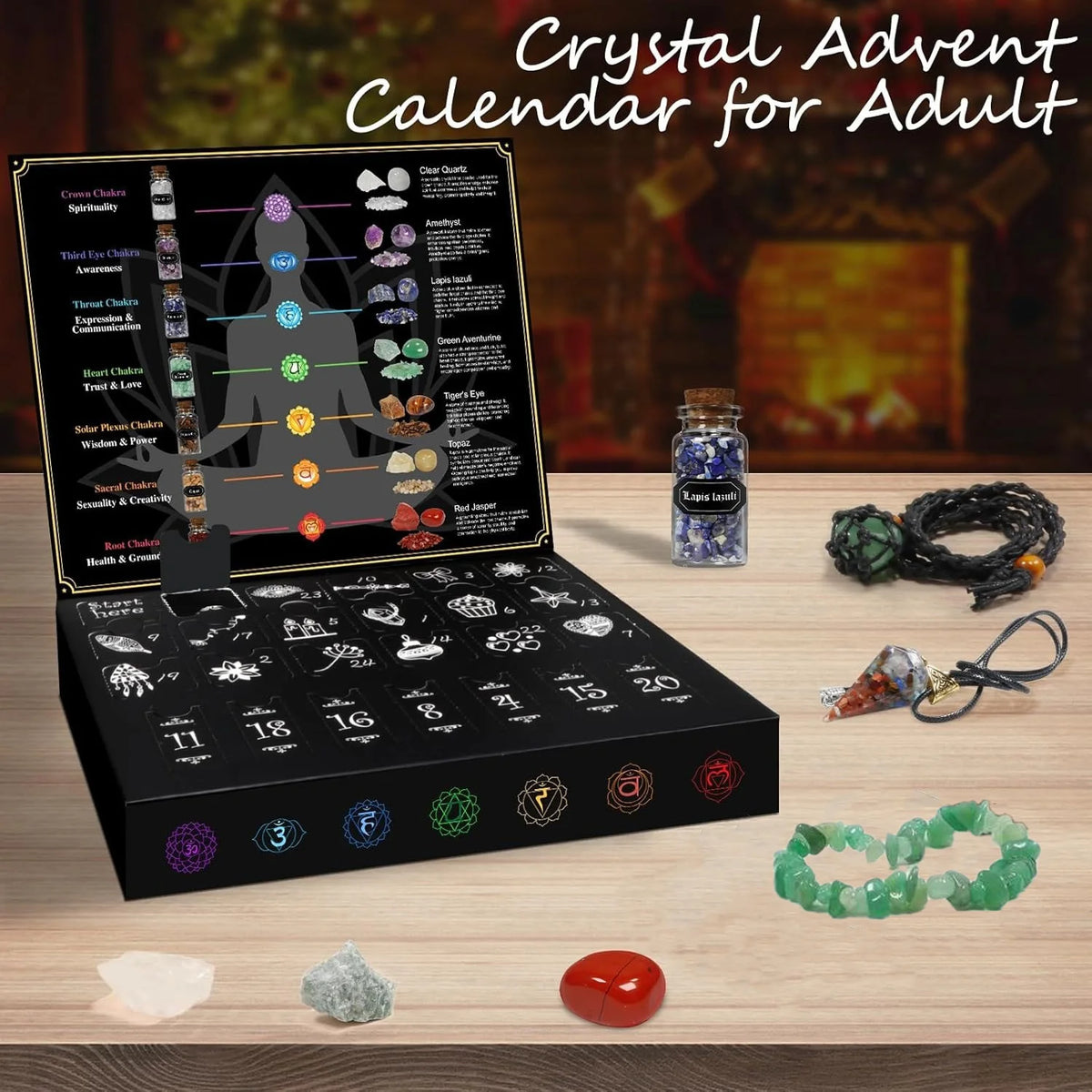 Advent Calendar | 2026 Healing Crystal Collection | 24 Natural Gemstones | Countdown Gift For Adults