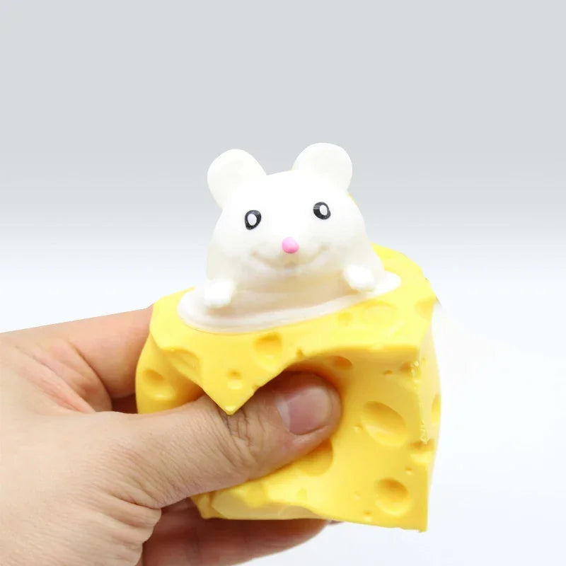 Squeezable Mouse Toy | Cheese Shape | Stress Relief Grip | Great For Kids