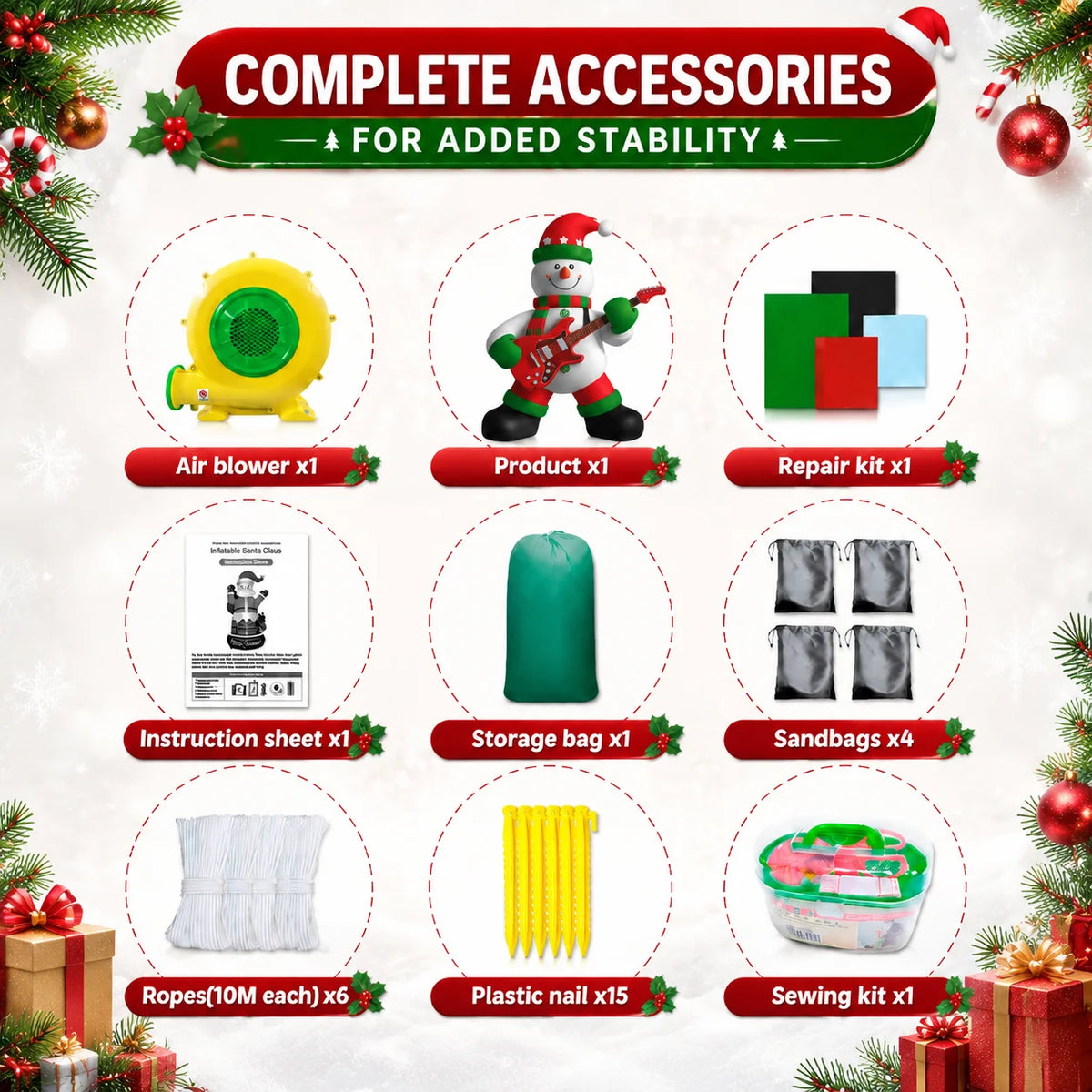 Inflatable Christmas Snowman | 26 Ft Size | Playing Guitar | Outdoor Yard Display