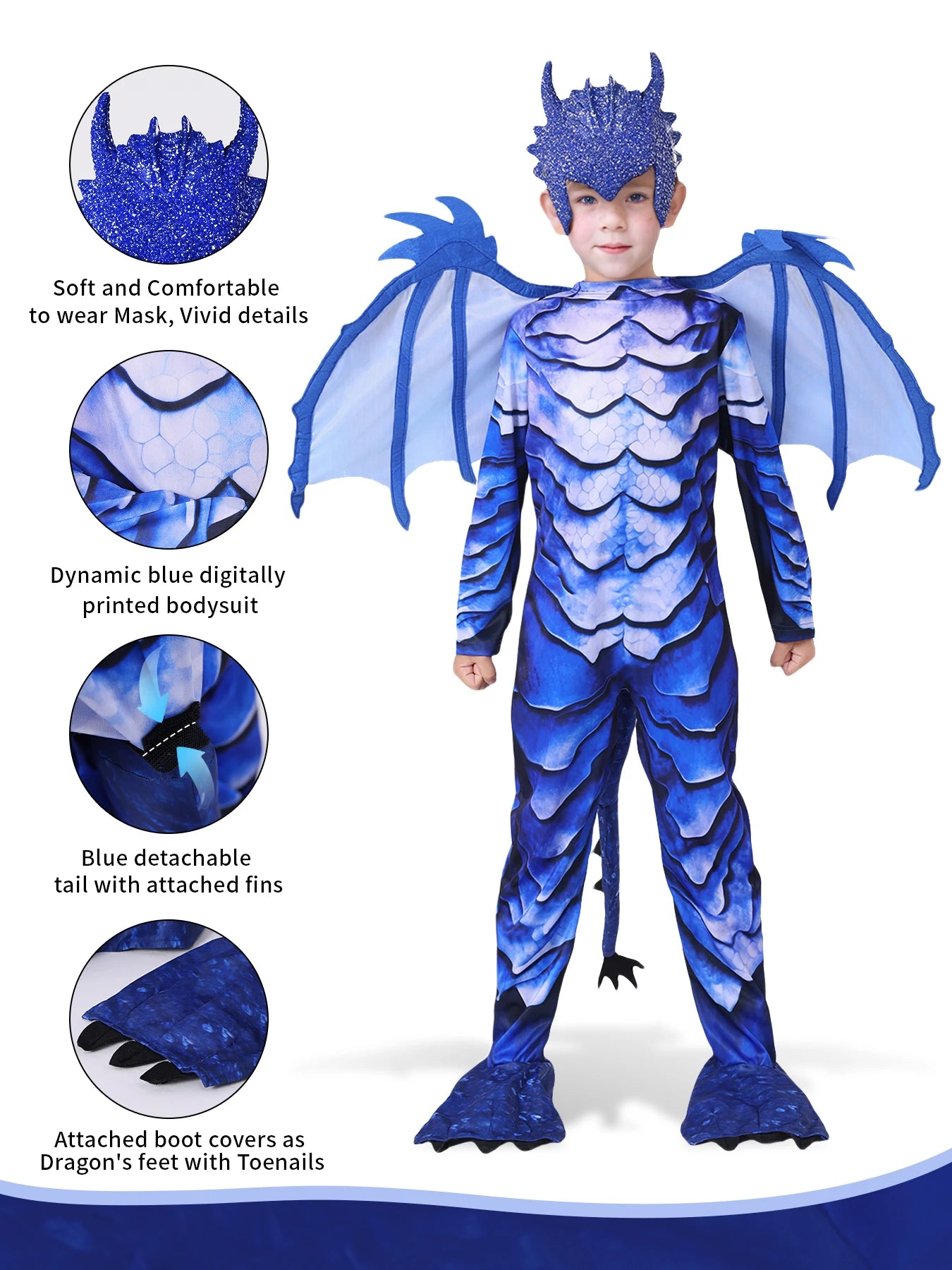 Dragon Knight Jumpsuit | Frost Blue | Kids Unisex Polyester | MU52660