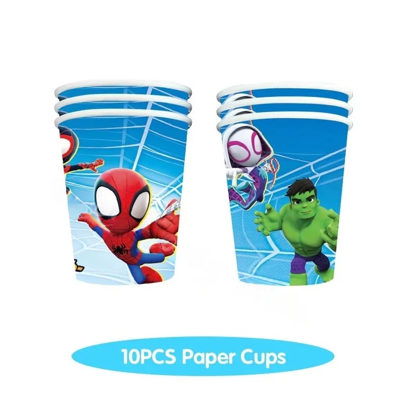 Spider Hero Tableware Kit | Birthday Party Supplies | Plates Cups Tablecloth