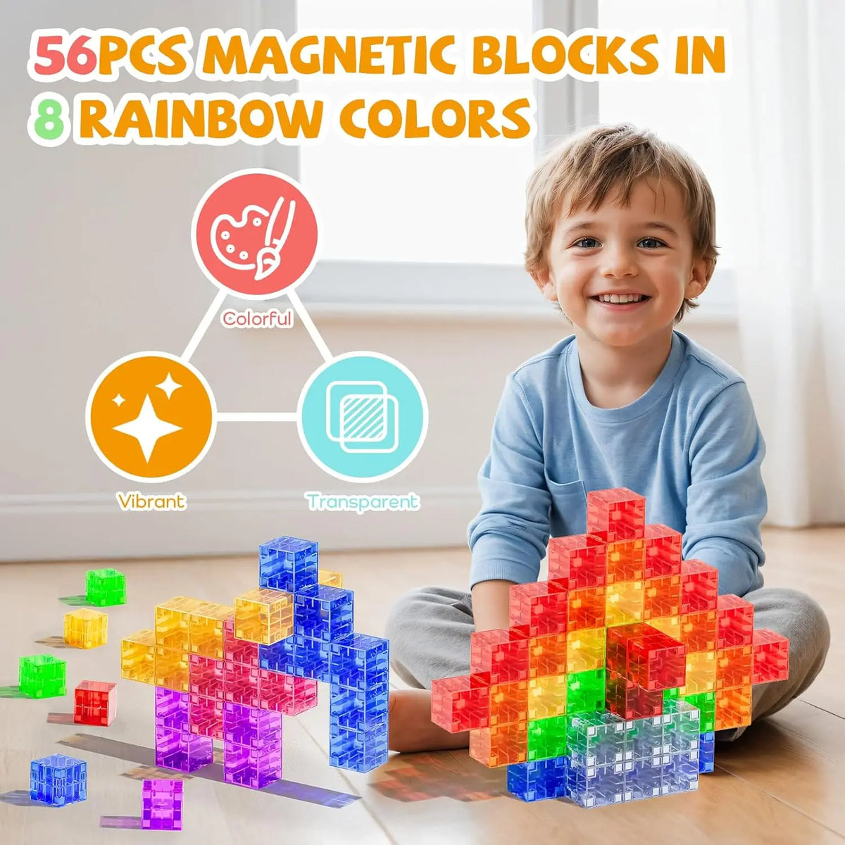 Magnetic Building Blocks | Transparent | STEM Educational | Ages 4 To 12