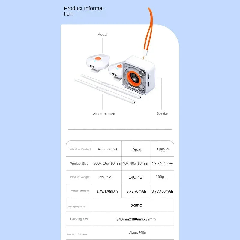Portable Air Electronic Drum Kit For Beginners With Sticks