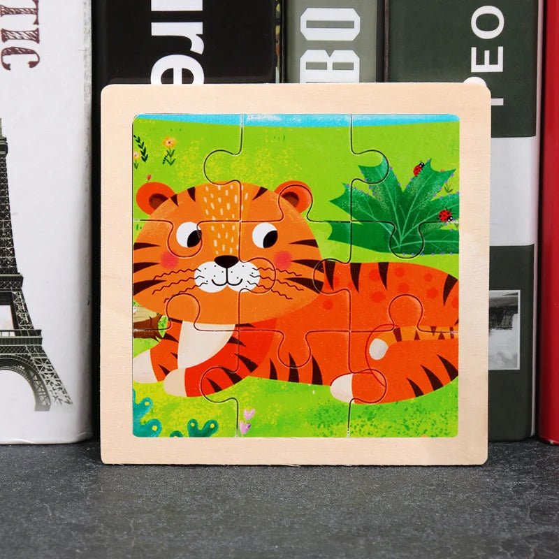 3D Wooden Puzzle | 11x11cm | Animal and Vehicle Cartoon Theme | Unisex