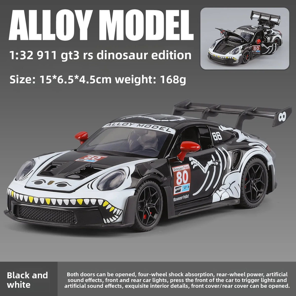 Porsche 911 GT3 R Diecast | 1:32 Scale | Pull Back And Light Sound | Rexy T Rex