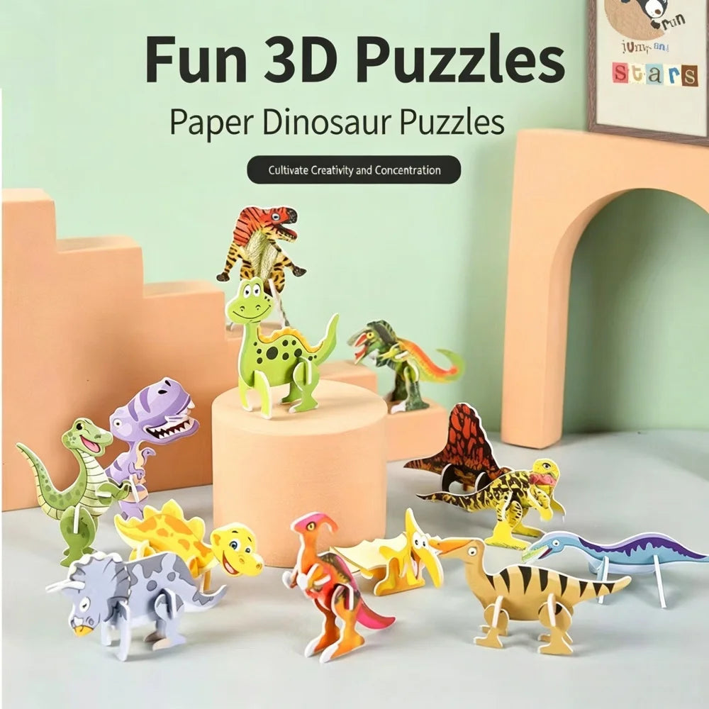 3D Mini Dinosaur Paper Puzzle | 30 Pieces | Slide Puzzle | Educational Gift