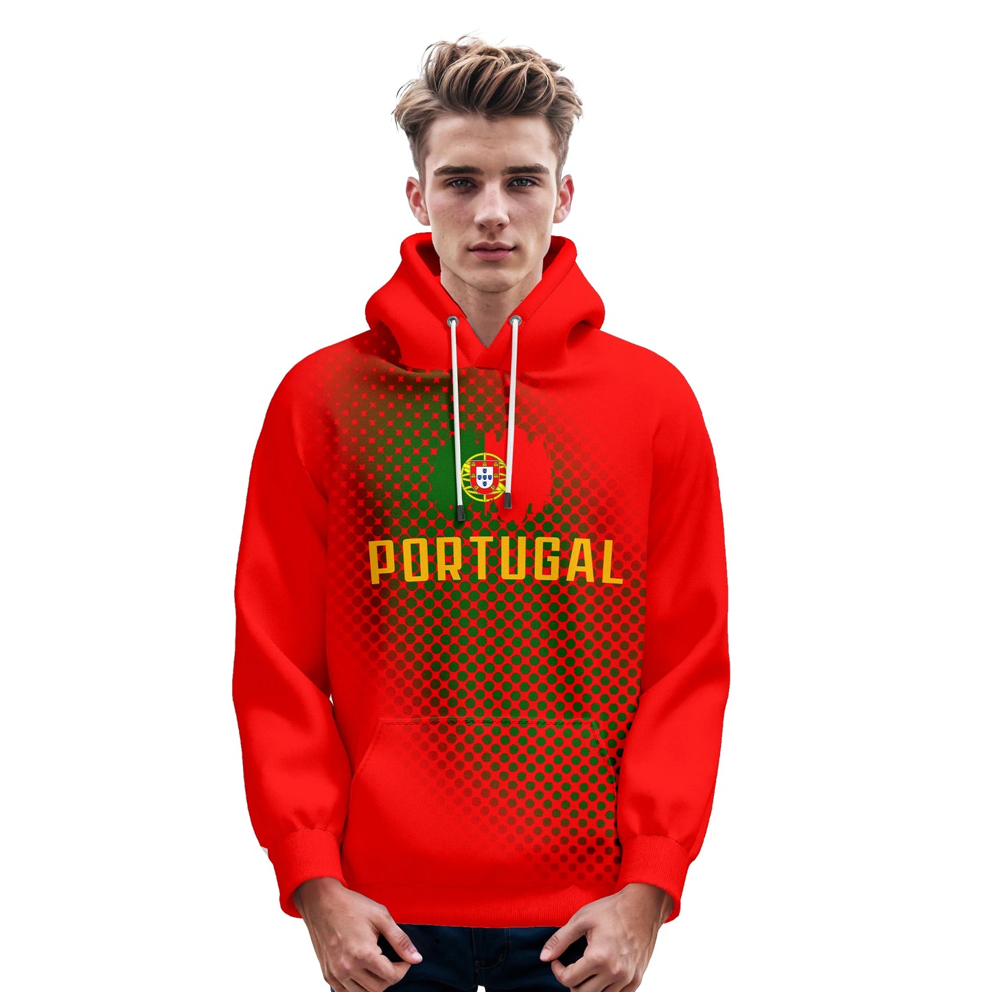 Personalized Portugal National Soccer Hoodie - Custom Name & Number Pullover for Men, Women, and Youth Fans