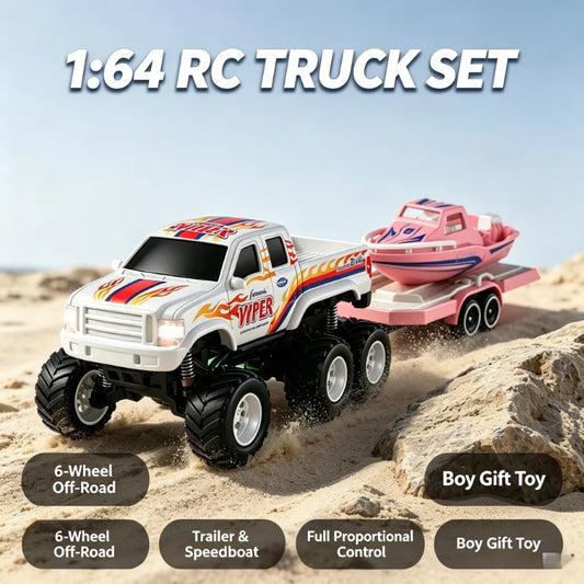 RC Truck | 1:64 Scale 4WD | Extended Battery Life | Mini Alloy Offroad Gift