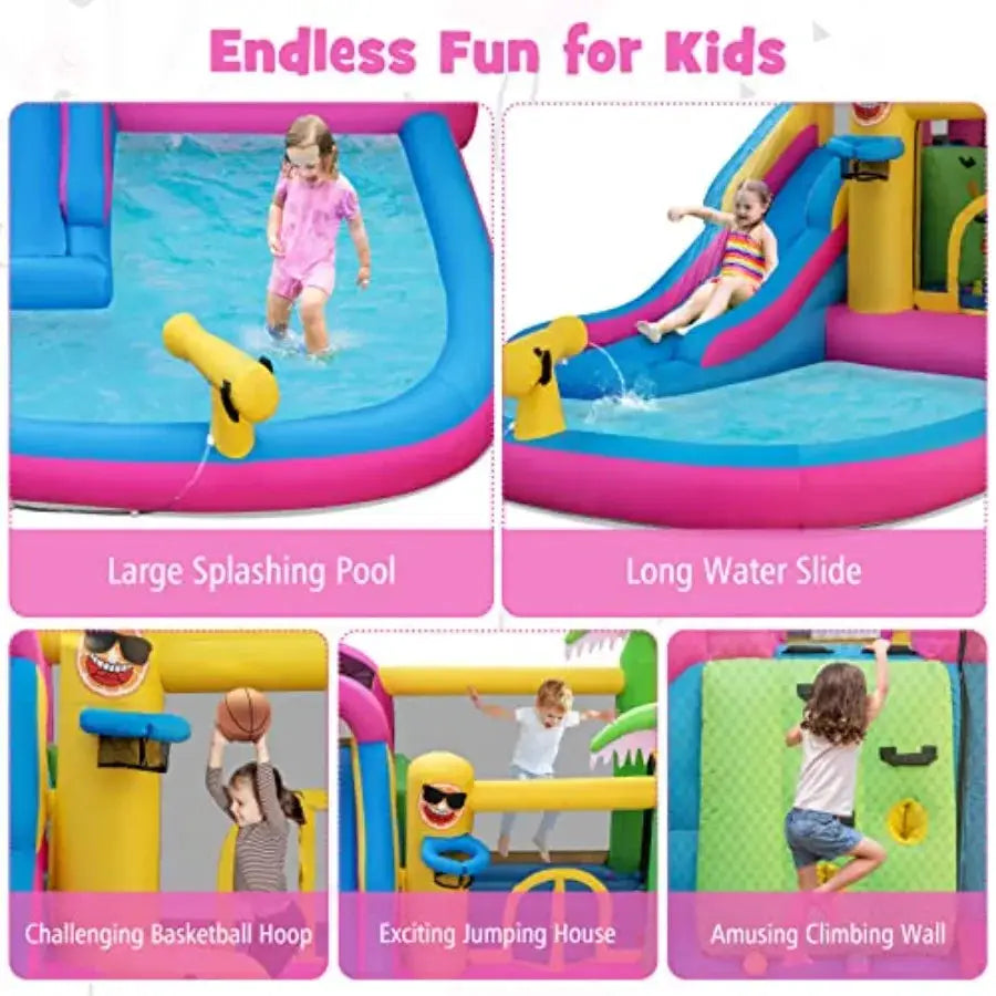 Inflatable Bounce House with Waterslide and Ball Pit for Outdoor Fun with Ocean Balls Bouncy Castle Water Slide for Big Backyar - ToylandEU