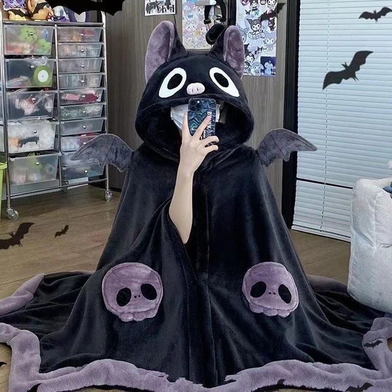 Kawaii Anime Bat Kuromi Y2k Plush Pajamas  Cloak Sleepwear - ToylandEU