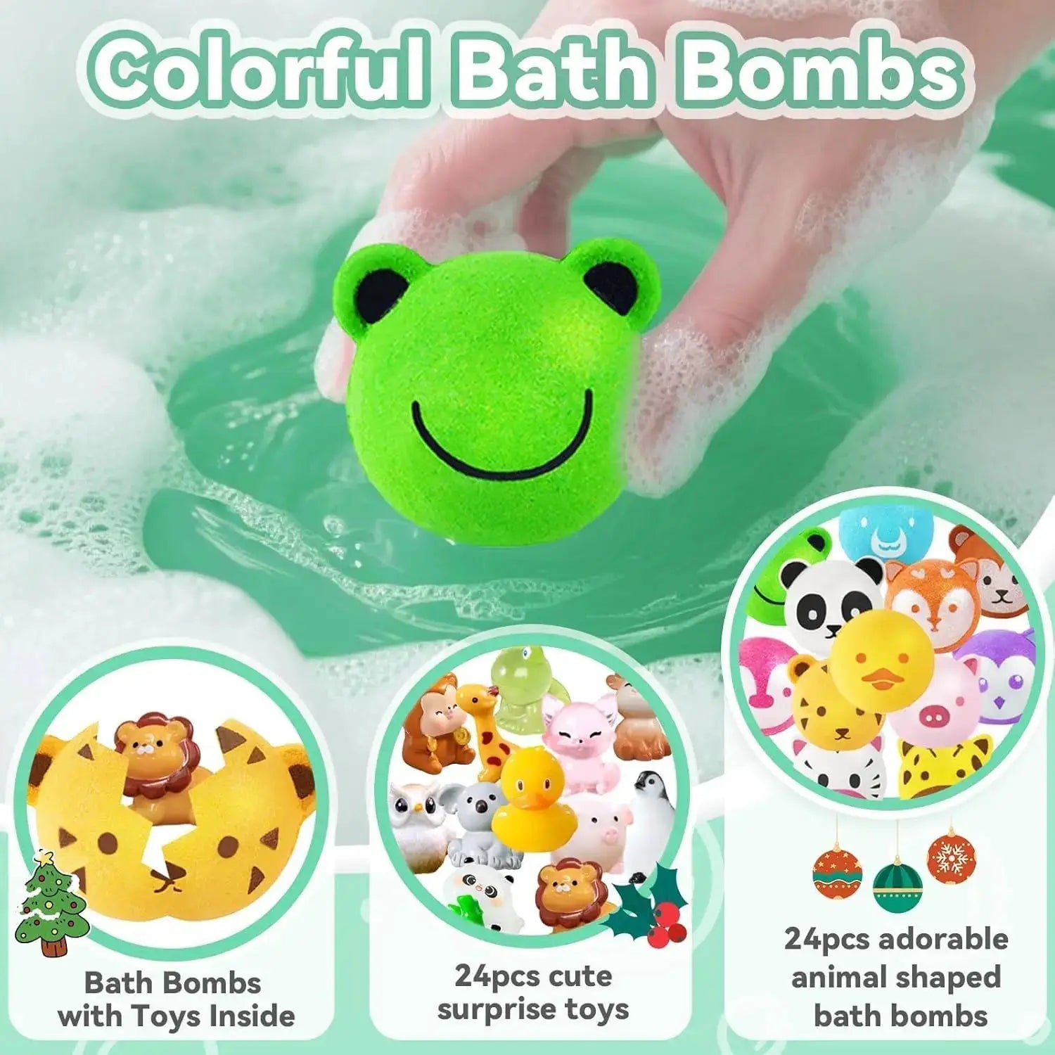 Christmas Advent Calendar 2025 Kids Bath Bombs with Surprise Animal Toys Inside, 24 Days Countdown Gift for Boys Girls - ToylandEU