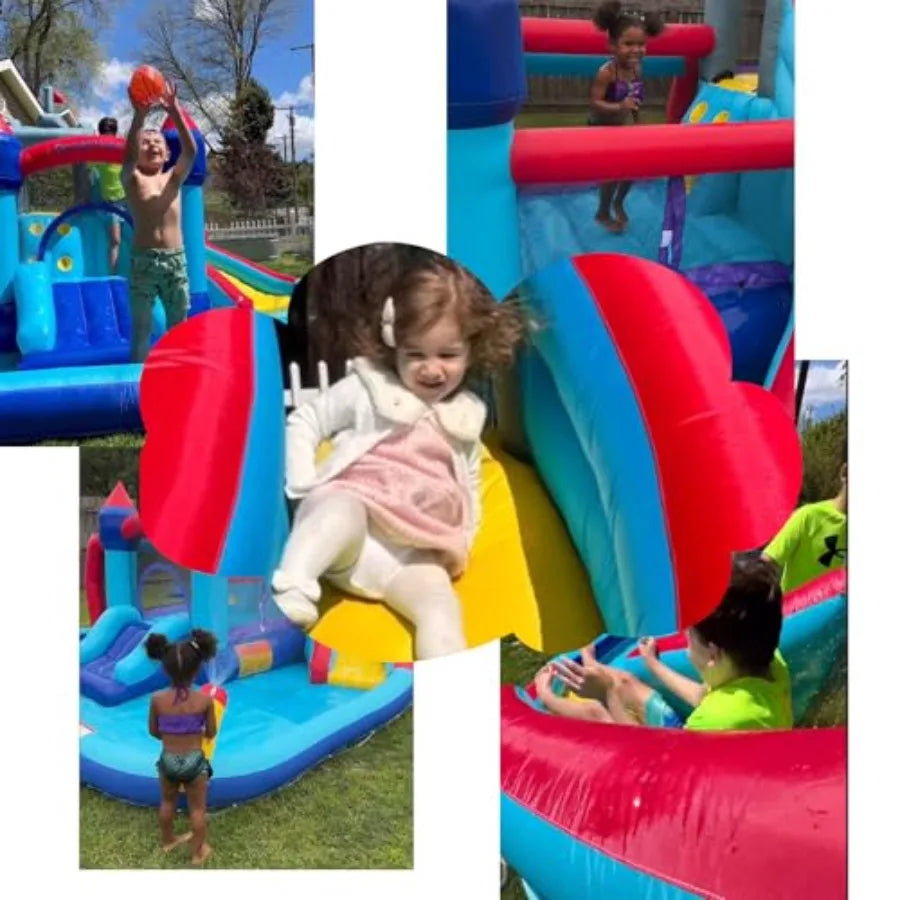 Outdoor Water Slide Bounce House 13x12Ft With Climbing Wall