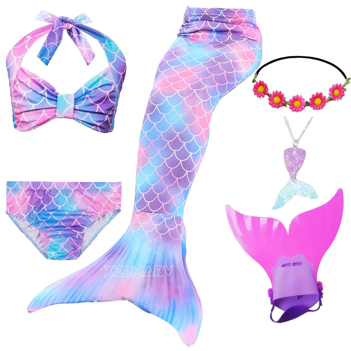 Mermaid Costume For Girls With Tail And Monofin Cosplay Ready