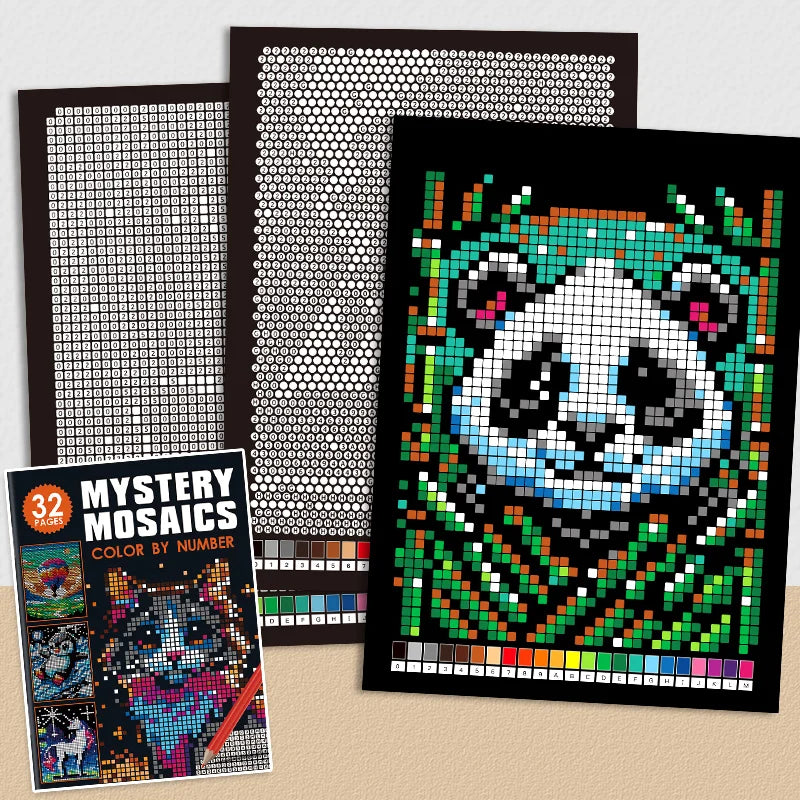 Adult Color By Number Book | Mosaic Pixel Art | 32 Pages | For Adults