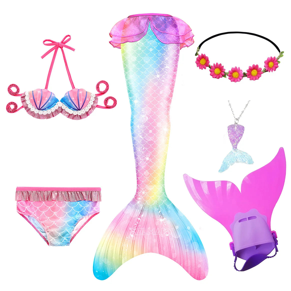Mermaid Costume For Girls With Tail And Monofin Cosplay Ready