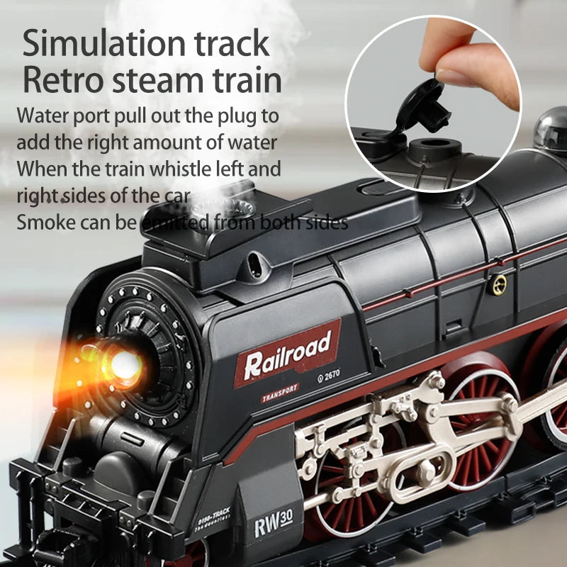 Retro Electric Steam Train Model with Variety Railcar - ToylandEU