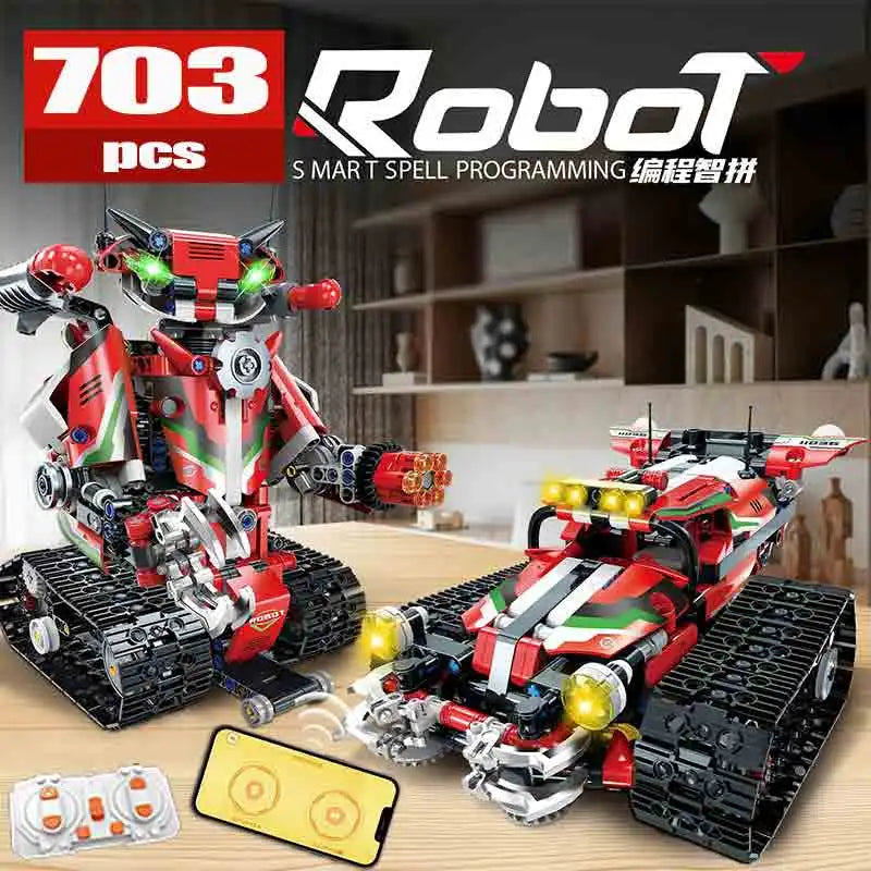 703-Piece 2-in-1 Technical Intelligent Robot and Racing Car Model with APP Control - ToylandEU