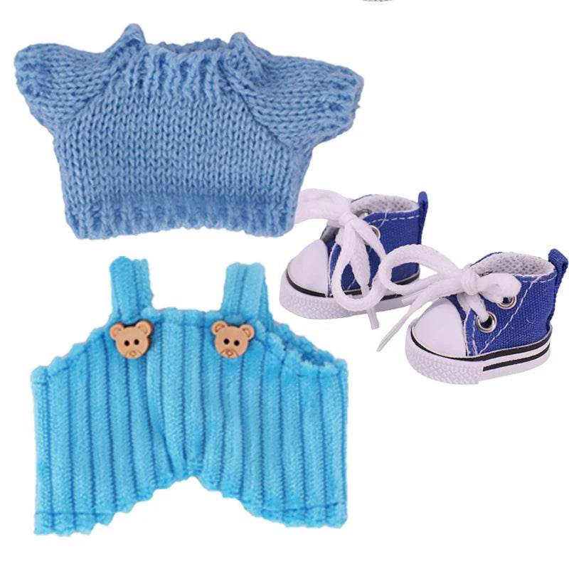 Doll Sweater Overall Shoes 3Pcs Set For Labubu Clothes - ToylandEU