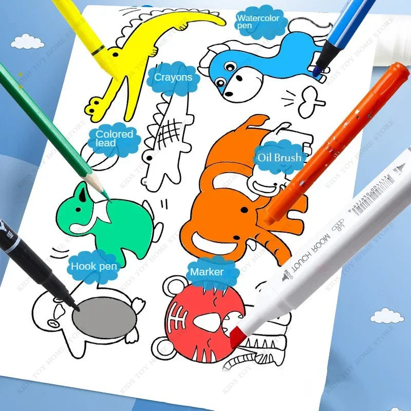 Kids Drawing Roll DIY Sticky Graffiti Scrolls Color Filling Coloring - ToylandEU